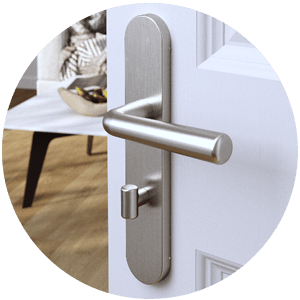 Accessoires porte de service aluminium : poignée, serrure et paumelles-  K•LINE