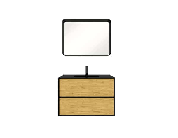 Ensemble meuble + vasque + miroir "Bamboo" 80 cm - Brico Dépôt