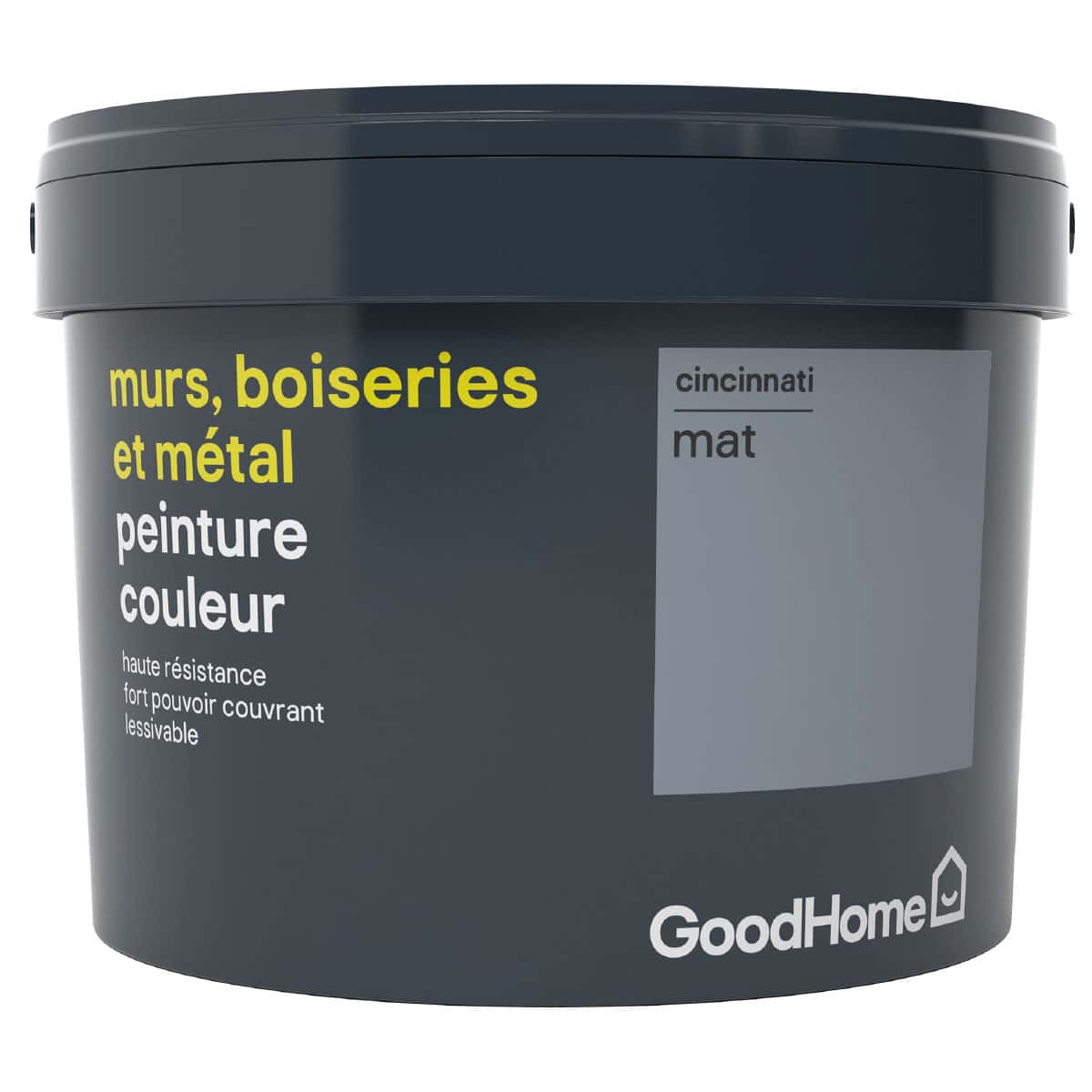 Peinture haute résistance murs, boiseries et métal intérieure acrylique mat gris Cincinnati 2,5 l 