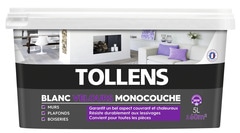 Peinture monocouche murs, plafonds et boiseries intérieure acrylique velours blanc 5 L - Tollens - Brico Dépôt