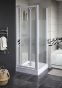 Porte de douche pliante 2 volets "Onega" l.80 cm en verre aspect dépoli - Cooke and Lewis - Brico Dépôt