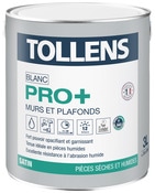 Peinture bicouche murs et plafonds Pro+ intérieure acrylique velours blanc 3 L - Tollens - Brico Dépôt