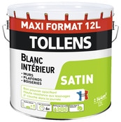 Peinture bicouche murs et plafonds intérieure satin blanc 12 L - Tollens - Brico Dépôt