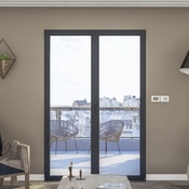 Porte-fenêtre aluminium gris 2 vantaux H.215 x l.120 cm - GoodHome - Brico Dépôt