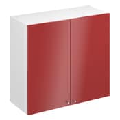 Meuble haut "Stevia" rouge brillant l.80 x h.72 x p.32 cm 2 portes - Brico Dépôt