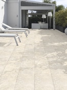 Carrelage de sol extérieur "Roma" Grip aspect pierre beige - 31 x 62 cm. - Brico Dépôt