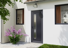 Porte entrée PVC gris "Elen" H. 215 x l. 90 droite - Geom - Brico Dépôt