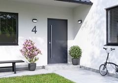 Porte d'entrée aluminium gris "Kara" H. 215 x l. 90 droite - Geom - Brico Dépôt