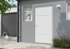 Porte d'entrée aluminium blanc "Mahe" H. 215 x l. 90 droite - Geom - Brico Dépôt