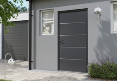 Porte d'entrée aluminium gris "Loras" H. 215 x l. 90 droite - Geom - Brico Dépôt