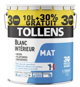 Peinture blanche murs et plafonds bicouche mat - 13 L - Tollens - Brico Dépôt