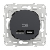 Prise chargeur double USB "Odace" anthracite - Type A+C - Brico Dépôt