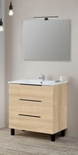 Ensemble "Denver" caisson L. 80 x l. 46 x H. 83 cm. + vasque + miroir + Applique LED - Brico Dépôt