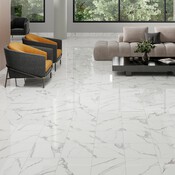 Carrelage de sol intérieur "Cavan Calacatta" aspect marbre blanc - 45 x 45 cm. Ép 8,5 mm - Brico Dépôt