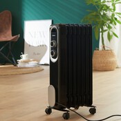 Radiateur à bain d'huile rétro 1500W noir - H. 52cm x l. 20cm - Bodner - Brico Dépôt