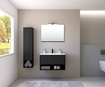 Ensemble meuble, plan vasque et miroir LED noir "LYRA" 80 CM - Brico Dépôt