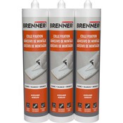 Lot de 3 colles blanches de fixation acrylique intérieure - cartouche 3 X 290 ML - Brenner - Brico Dépôt