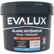 Peinture Blanche intérieure 2en1 sous couche intégrée Mat 10 L - Evalux - Brico Dépôt