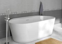 Baignoire semi-ilot "Belline" L. 170 cm + mitigeur baignoire ilot chrome "Livie" - Brico Dépôt