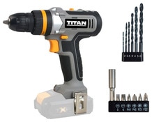 Perceuse visseuse 18 V + 13 accessoires - Titan - Brico Dépôt