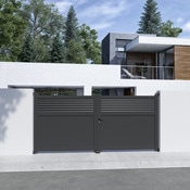 Portail aluminium battant gris anthracite "Vento" - L. 3,50 m x H. 1,60 m - Brico Dépôt