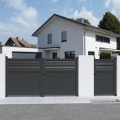 Portail aluminium gris anthracite "Vento" - L. 3 m x H. 1,60 m - Brico Dépôt