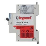 Disjoncteur Phase + Neutre - 10A - bornes à vis - 1 module - Legrand - Brico Dépôt