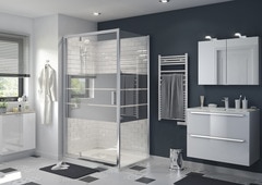 Porte de douche pivotante "Beloya" l.120 cm en verre effet miroir - GoodHome - Brico Dépôt