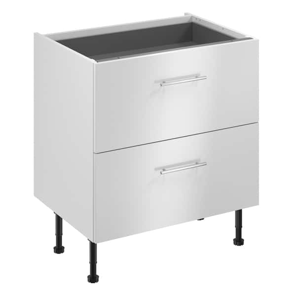 Meuble bas "Dorice" blanc brillant l.80 x h.72 x p.57 cm 2 casseroliers - Brico Dépôt