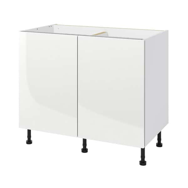 Meuble bas "Dorice" blanc brillant l.100 x h.72 x p.57 cm 2 portes - Brico Dépôt