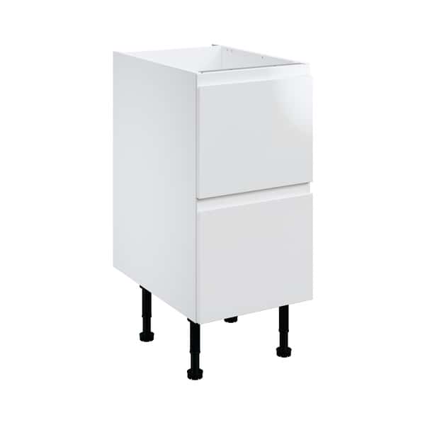 Meuble bas "Glorian" blanc brillant l.40 x h.72 x p.57 cm 2 casseroliers - Brico Dépôt