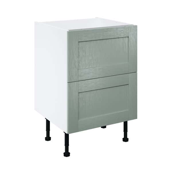 Meuble bas "Coline" vert sauge l.60 x h.72 x p.57 cm 2 casseroliers - Brico Dépôt