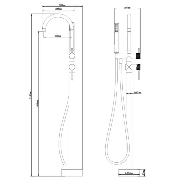 Baignoire semi-ilot "Belline" L. 170 cm + mitigeur baignoire ilot chrome "Livie" - Brico Dépôt