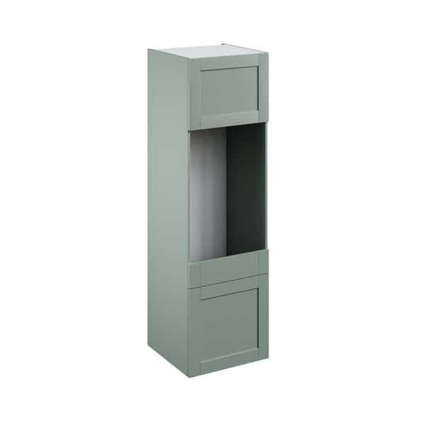 Colonne four + micro-ondes "Coline" vert sauge l.60 x h.201 x p.57 cm + 1 porte + 1 porte avec casserolier et tiroir intérieur - Brico Dépôt