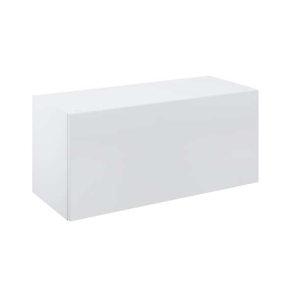 Meuble haut "Dorice" blanc brillant l.80 x h.36 x p.32 cm 2 portes relevantes - Brico Dépôt