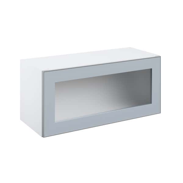 Meuble haut "Jarod" blanc givré l.80 x h.36 x p.32 cm 2 portes relevantes - Brico Dépôt