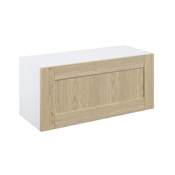 Meuble haut "Coline" chêne clair l.80 x h.36 x p.32 cm 2 portes relevables - Brico Dépôt