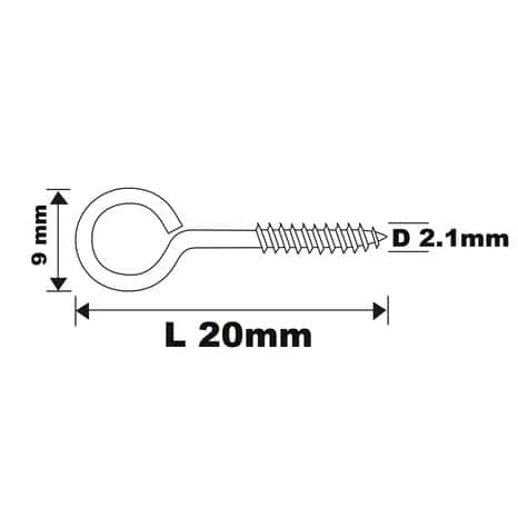 Pitons à vis acier 20 x 9 mm 10 pcs  - Diall - Brico Dépôt