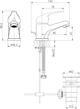 Mitigeur lavabo "Arborg" Ø. 35 mm x H. 9,85 cm - Brico Dépôt