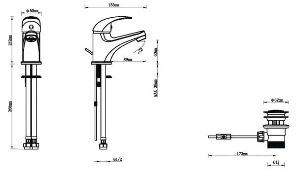 Mitigeur lavabo "Eidar" Ø. 35 mm x H. 12,2 cm - Brico Dépôt