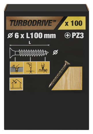 Vis agglo plates PZ3 6 x 100 mm 100 pcs - Turbodrive - Brico Dépôt