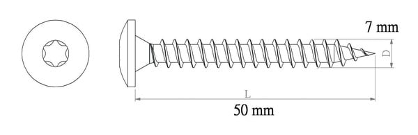 Vis de charnière 7 x 50 mm - 20 pièces - DIALL - Diall - Brico Dépôt