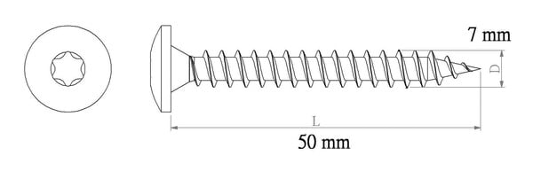 Vis de charnière 7 x 50 mm - 200 pièces - DIALL - Diall - Brico Dépôt