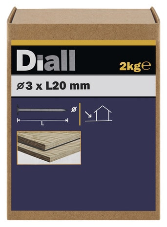 Pointes tête plate galva 3 x 20 mm 2 kg - Diall - Brico Dépôt