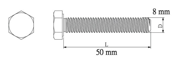 Vis métaux tête hexa 8 x 50 mm 100 pcs - Diall - Brico Dépôt