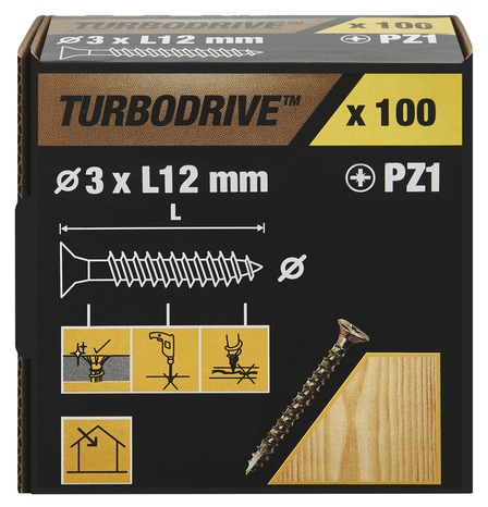 Vis agglo turbo 3 x 12 mm 100 pièces - Turbodrive - Brico Dépôt