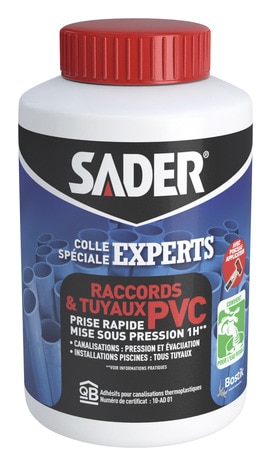 Colle expert raccords & tuyaux PVC Sader 250ml