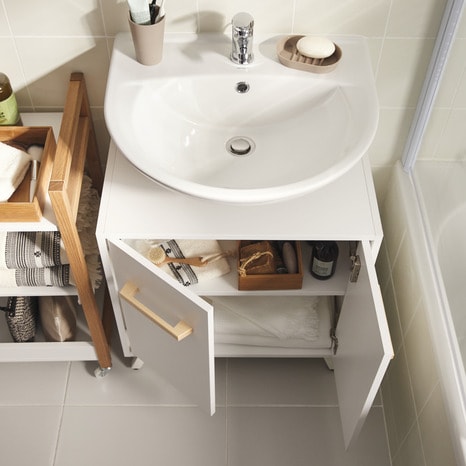 Meuble lavabo suspendu avec lavabo – Blanc – 60 cm - Newington