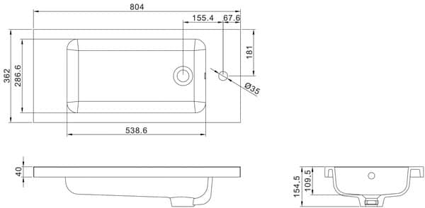 Plan vasque "Makonda" L. 80 cm  - GoodHome - Brico Dépôt