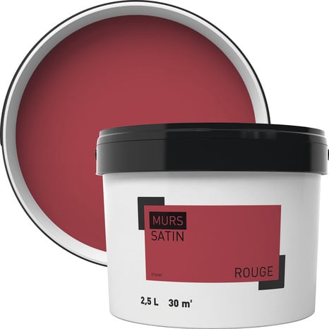 Peinture murale intérieure acrylique Satin Rouge 2.5 L - Brico Dépôt